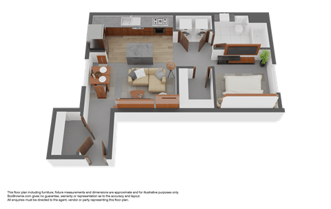 Floor plan for studio, 1 bath, 626 sqft